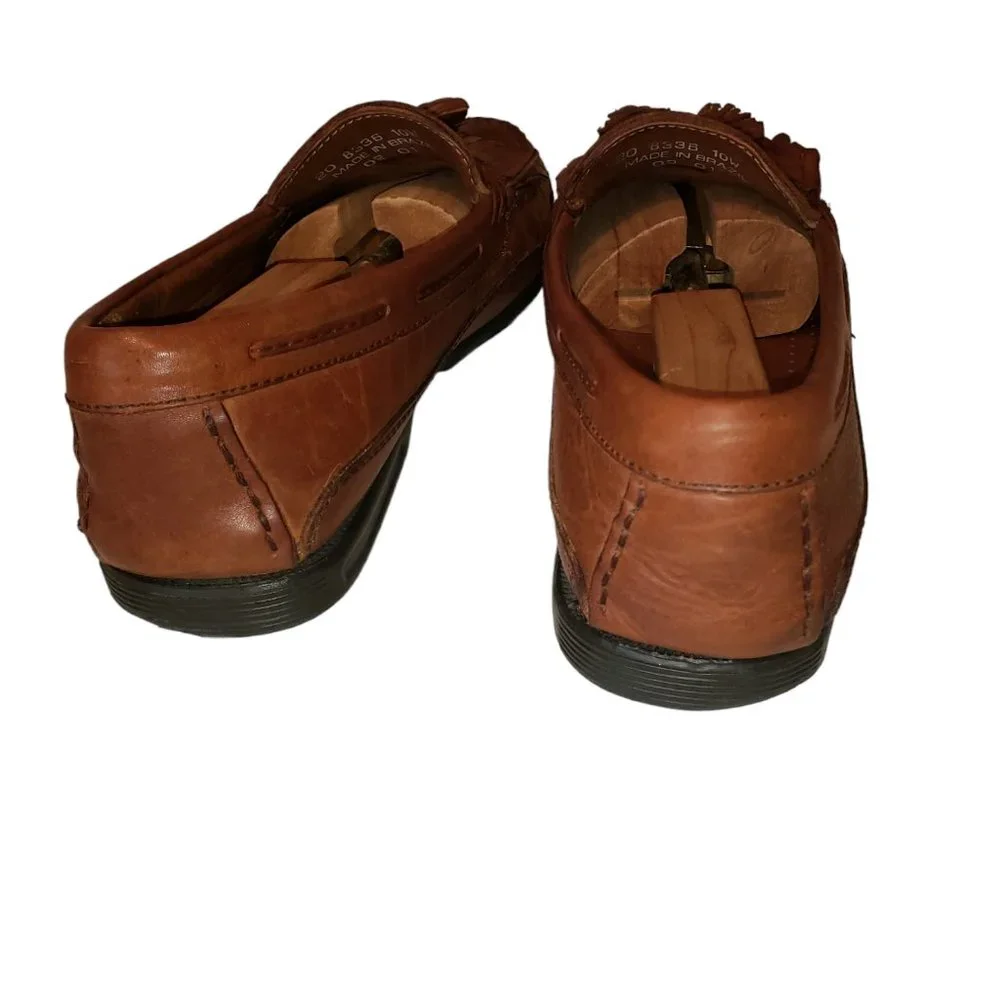Johnston & Murphy Passport Brown Leather Tassel Loafers Size 10W - Picture 7 of 8